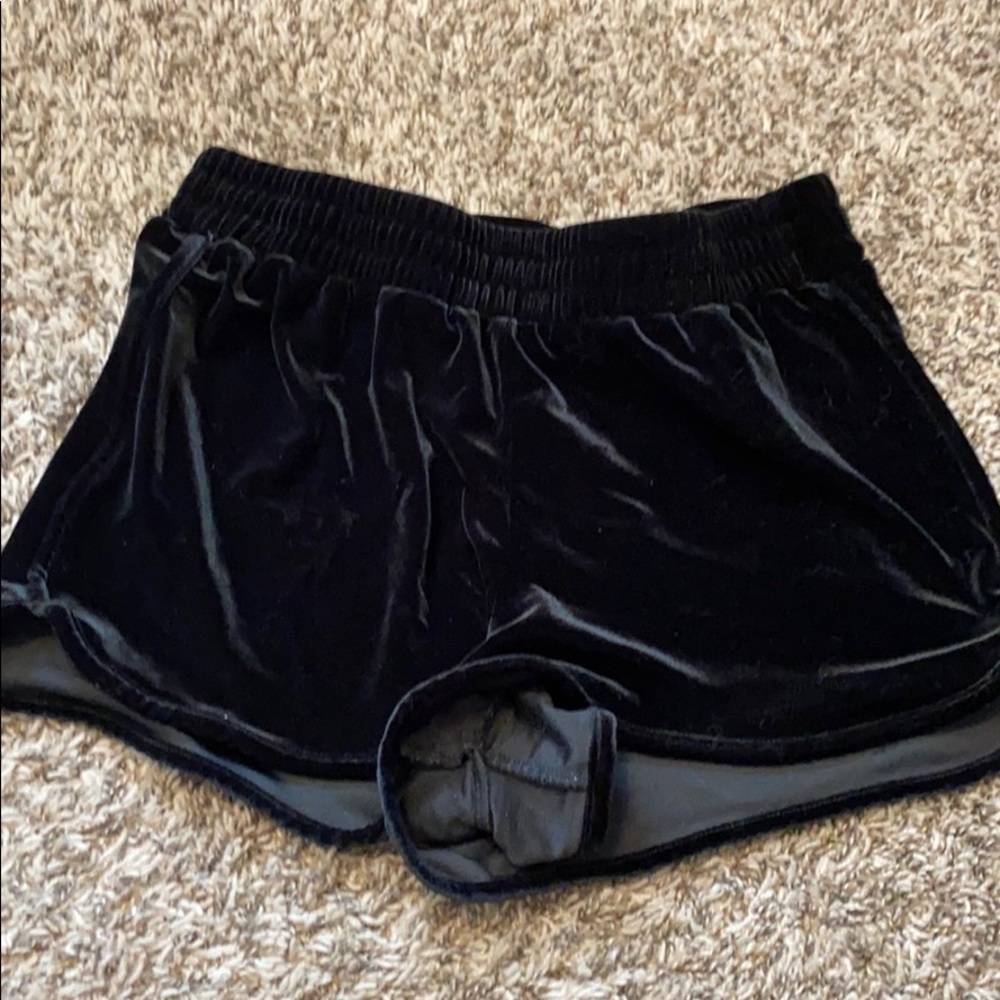 velvet shorts.